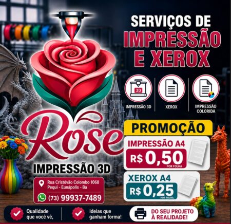 Rose Impressão 3D amplia serviços e lança promoção especial para impressões e xerox em Eunápolis 125