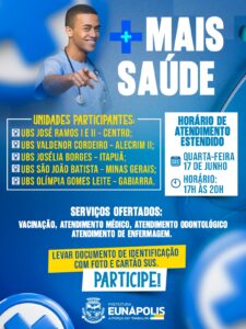 Saúde promove atendimento noturno nas UBS de Eunápolis na Quarta-feira (17); confira as unidades participantes 3