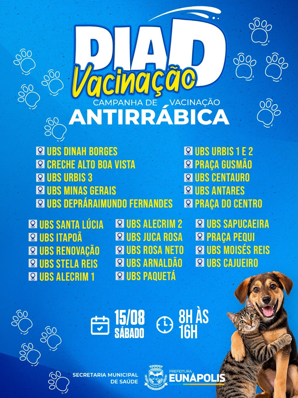 Prefeitura de Eunápolis promove Dia D da Vacinação Antirrábica neste sábado (15) 6