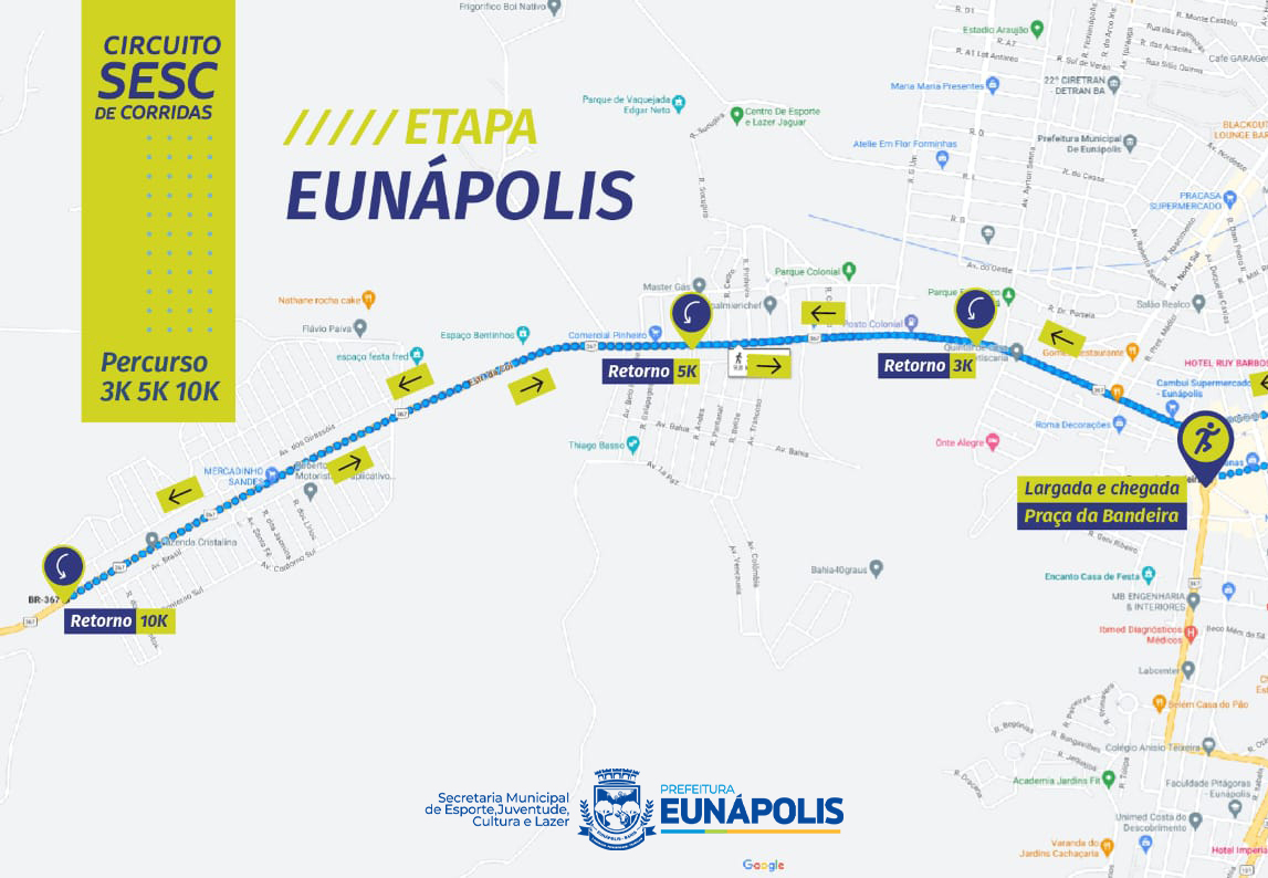 Prefeitura de Eunápolis orienta sobre percurso e interdições para o Circuito Sesc de Corridas neste domingo (27) 5